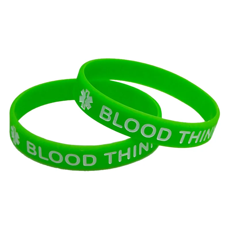 1PC Blood Thinner Medical Alert Daily Reminder Silicone Bracelets&Bangles Wristbands in Adult Size Friends Gifts SH322