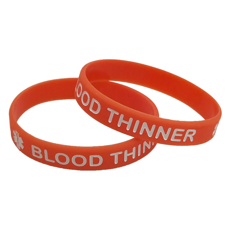 1PC Blood Thinner Medical Alert Daily Reminder Silicone Bracelets&Bangles Wristbands in Adult Size Friends Gifts SH322