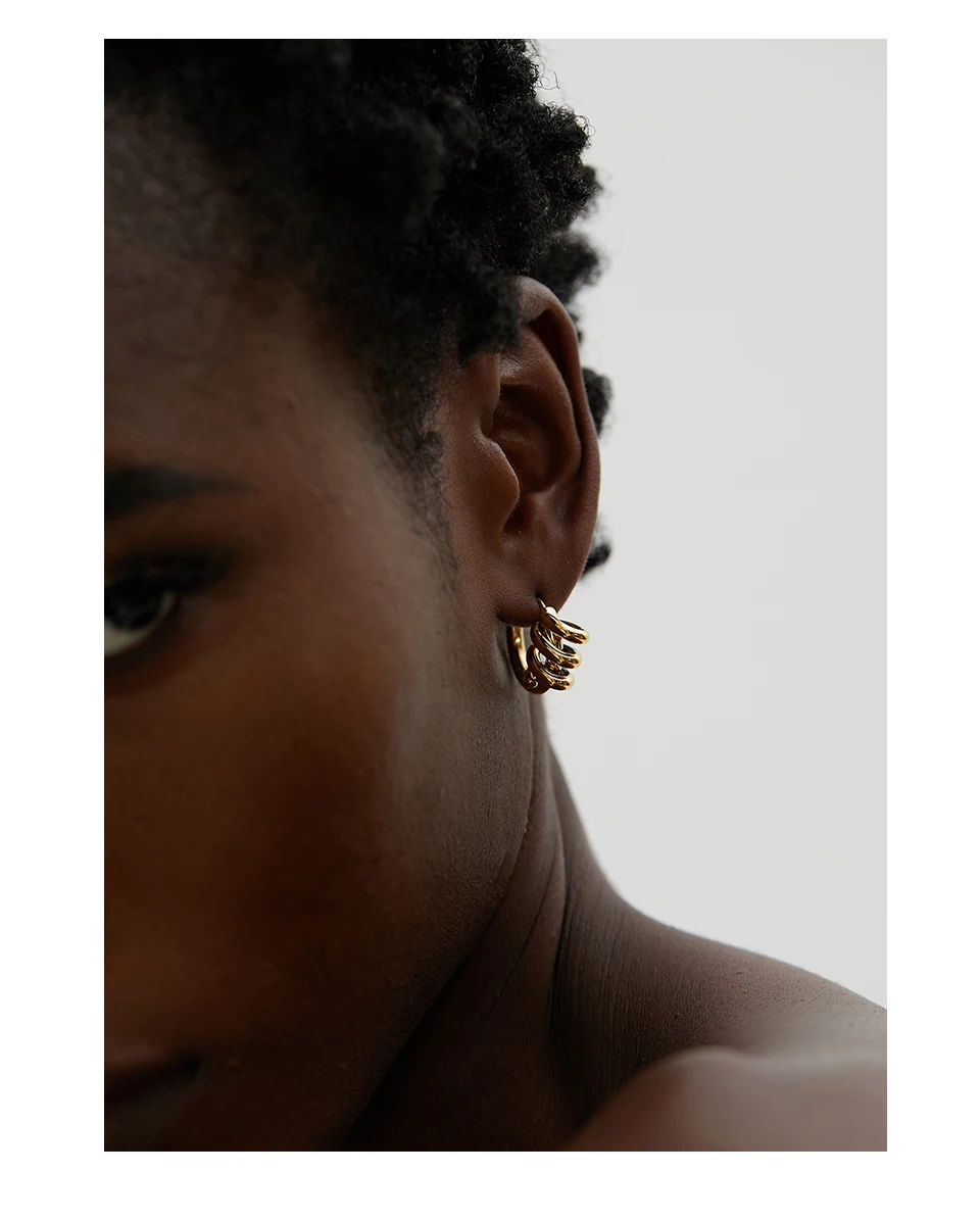 Yhpup Stainless Steel Twisted Hoop Earrings for Women Waterproof PVD Gold Plated Fashion Geometric Metal Jewelry Aretes De Mujer