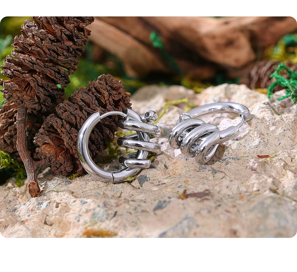 Yhpup Stainless Steel Twisted Hoop Earrings for Women Waterproof PVD Gold Plated Fashion Geometric Metal Jewelry Aretes De Mujer