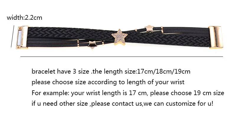 WELLMORE Trendy Charm Bracelets for Women Leather Bracelets Metal Star Bracelet Fashion Jewelry for Women Wholesale