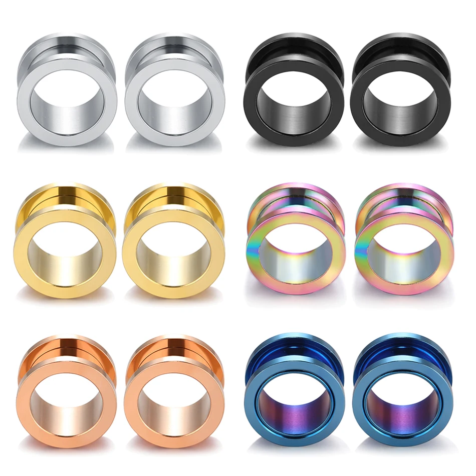 1Pair 316L Stainless Steel Ear Gauges Ear Plugs and Tunnels Ear Piercings Earlets Screwed Earring Expander Body Piercing Jewelry