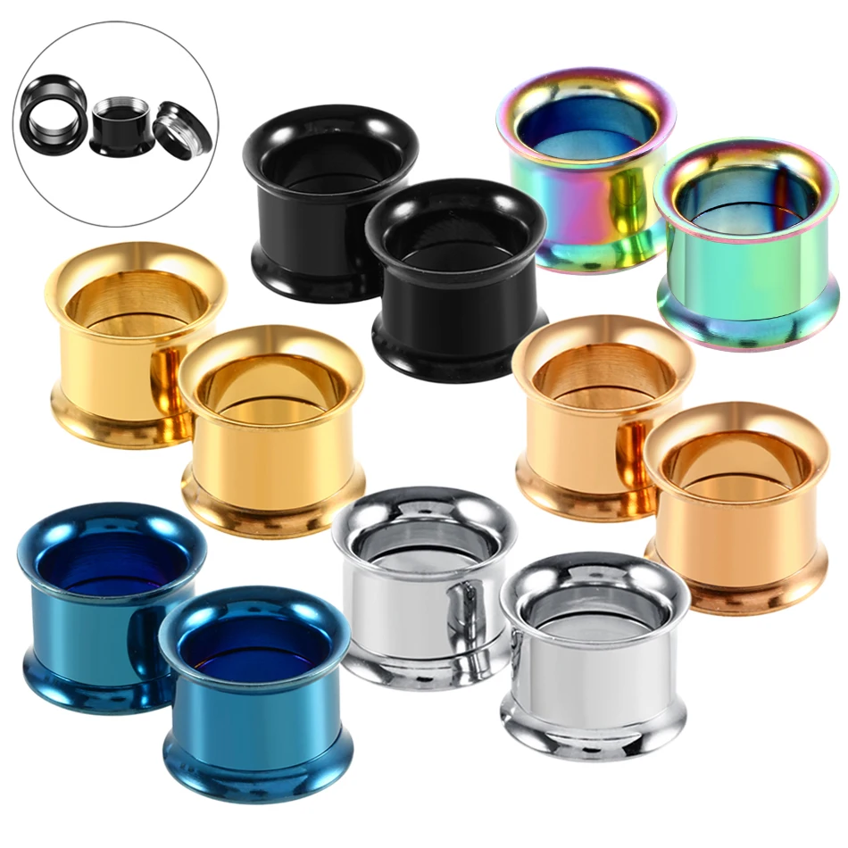 1Pair 316L Stainless Steel Ear Gauges Ear Plugs and Tunnels Ear Piercings Earlets Screwed Earring Expander Body Piercing Jewelry