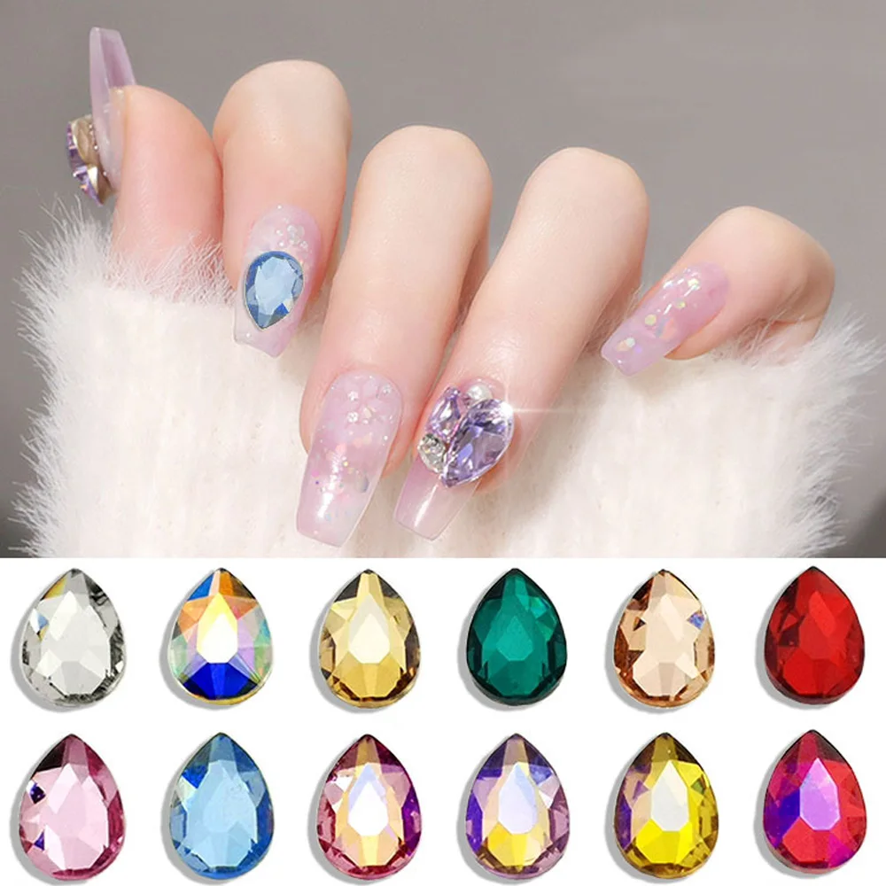 5x8mm 20pcs Pear Drop Nail Strass Korean Fashion 3D Nail Art Rhinestone Flatback Crystal Stones for DIY Nails Accessories