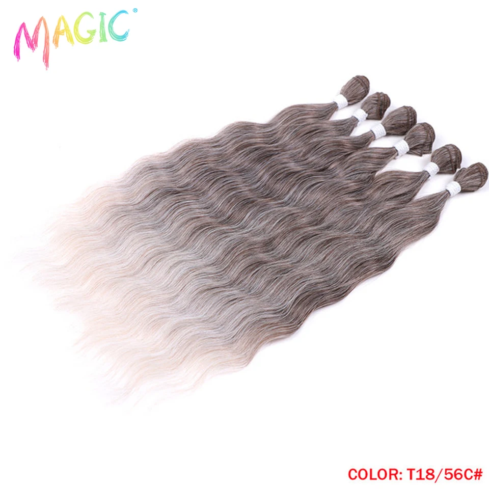 Magic Synthetic Hair 6PCS 20inches Nature Wave Hair Bundles Black Color Extensions Heat Resistant Strands of Hair Tresses