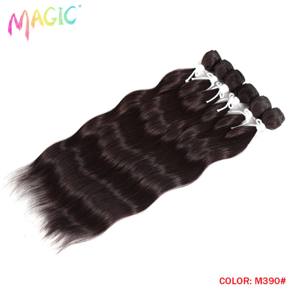 Magic Synthetic Hair 6PCS 20inches Nature Wave Hair Bundles Black Color Extensions Heat Resistant Strands of Hair Tresses