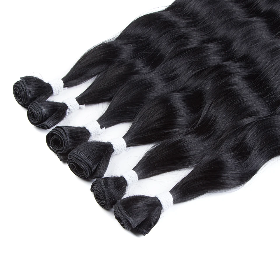 Magic Synthetic Hair 6PCS 20inches Nature Wave Hair Bundles Black Color Extensions Heat Resistant Strands of Hair Tresses
