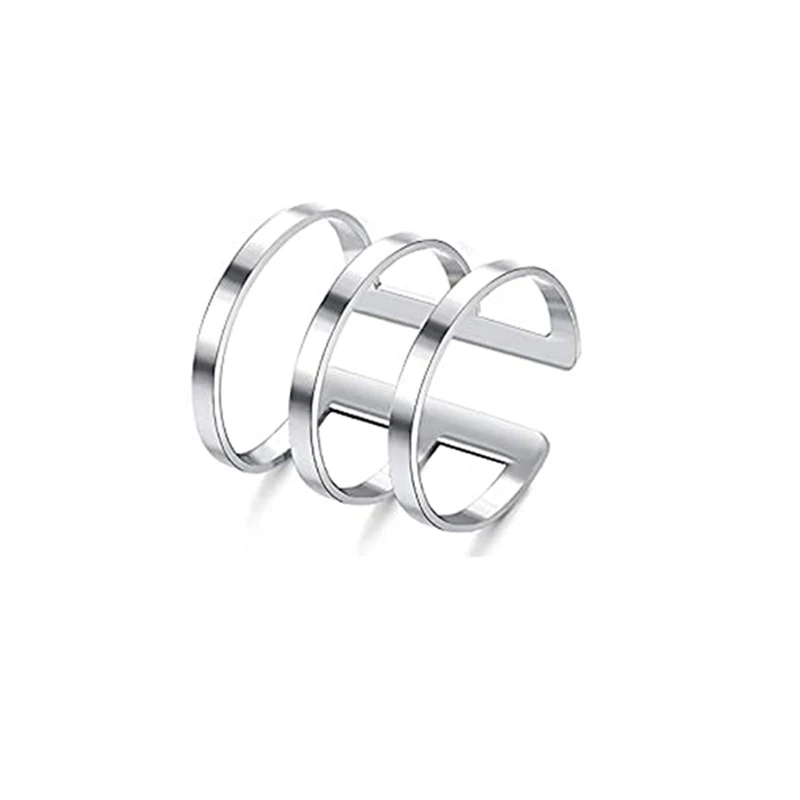 2pcs Fashion Stainless Steel Punk Rock Ear Clip Cuff Wrap Earrings No piercing-Clip On Cartilage Wrap Fake Earring