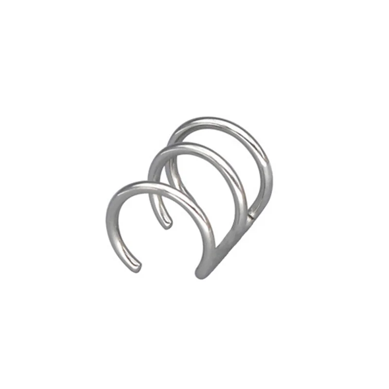 2pcs Fashion Stainless Steel Punk Rock Ear Clip Cuff Wrap Earrings No piercing-Clip On Cartilage Wrap Fake Earring