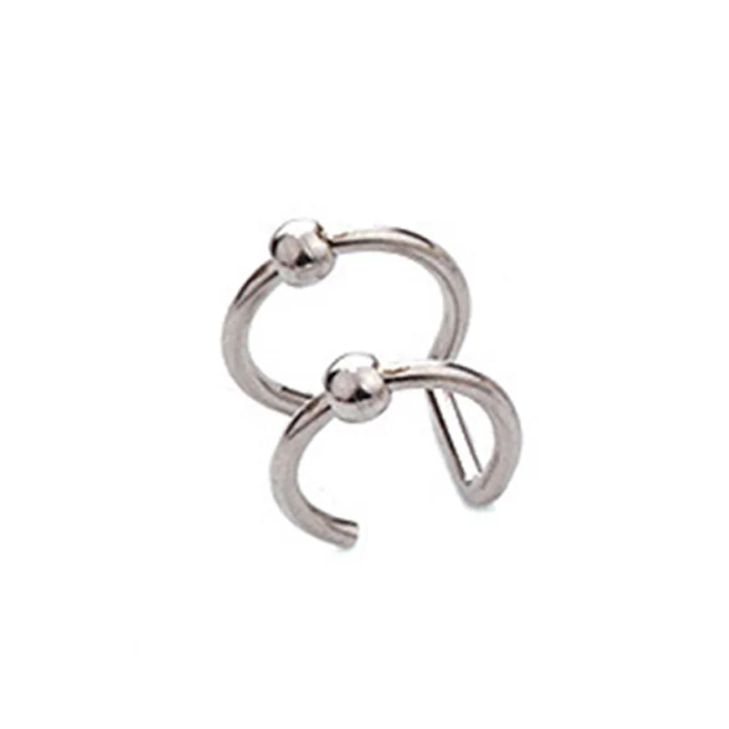 2pcs Fashion Stainless Steel Punk Rock Ear Clip Cuff Wrap Earrings No piercing-Clip On Cartilage Wrap Fake Earring