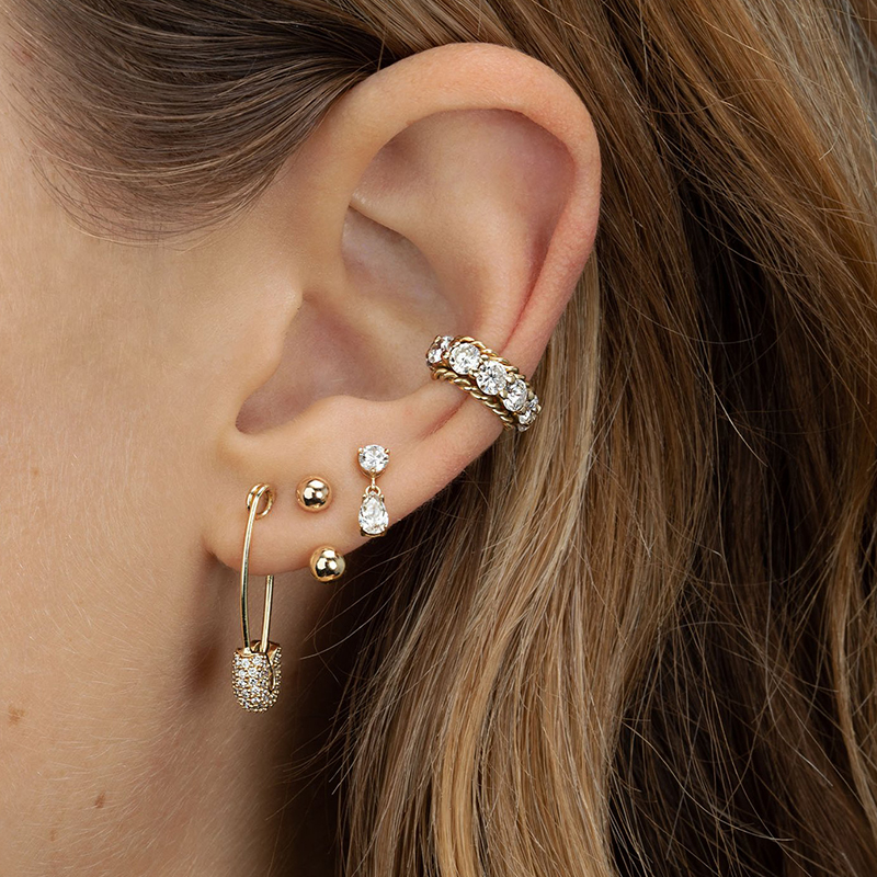 CRMYA Gold color Hoop Earrings For Women Fashion CZ Zircon Piercing Women's Stud Dangle Earrings 2022 Jewelry Wholesale