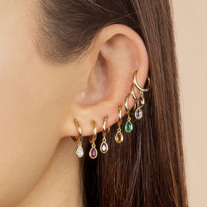 CRMYA Gold color Hoop Earrings For Women Fashion CZ Zircon Piercing Women's Stud Dangle Earrings 2022 Jewelry Wholesale