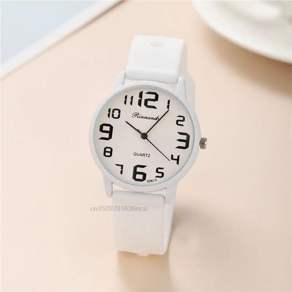 Women Fashion Silicone Watches Set Minimalist High Number  Qualities Big Dial Ladies Quartz Wristwatches With Casual Clock Gifts