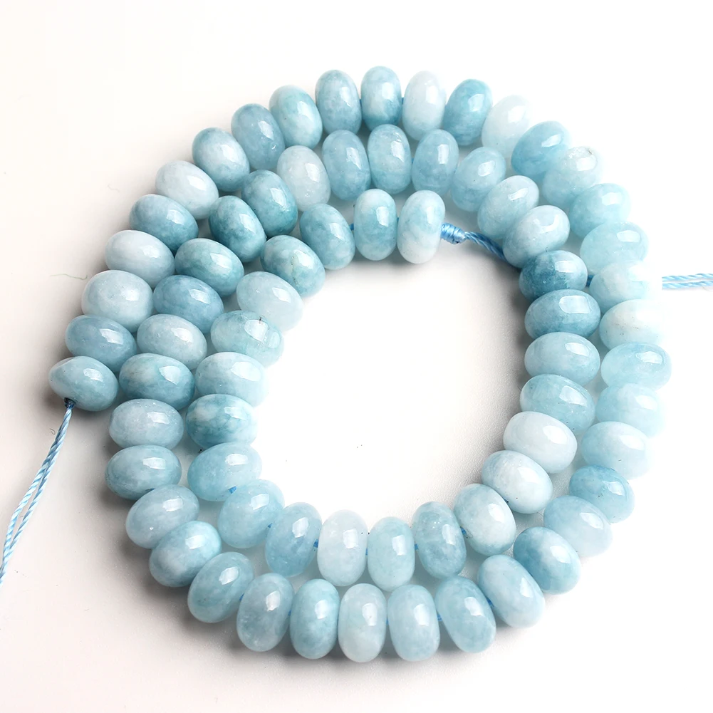 Natural Gem Stone Morganite Angelite Jades Aquamarines Rondelle Spacer Beads for Jewelry Making DIY Bracelet 15'' Wholesale