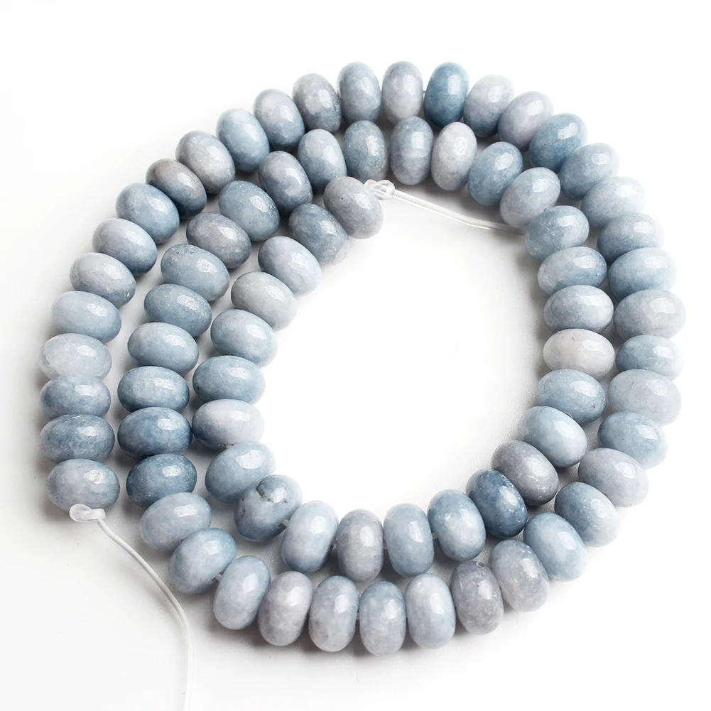Natural Gem Stone Morganite Angelite Jades Aquamarines Rondelle Spacer Beads for Jewelry Making DIY Bracelet 15'' Wholesale