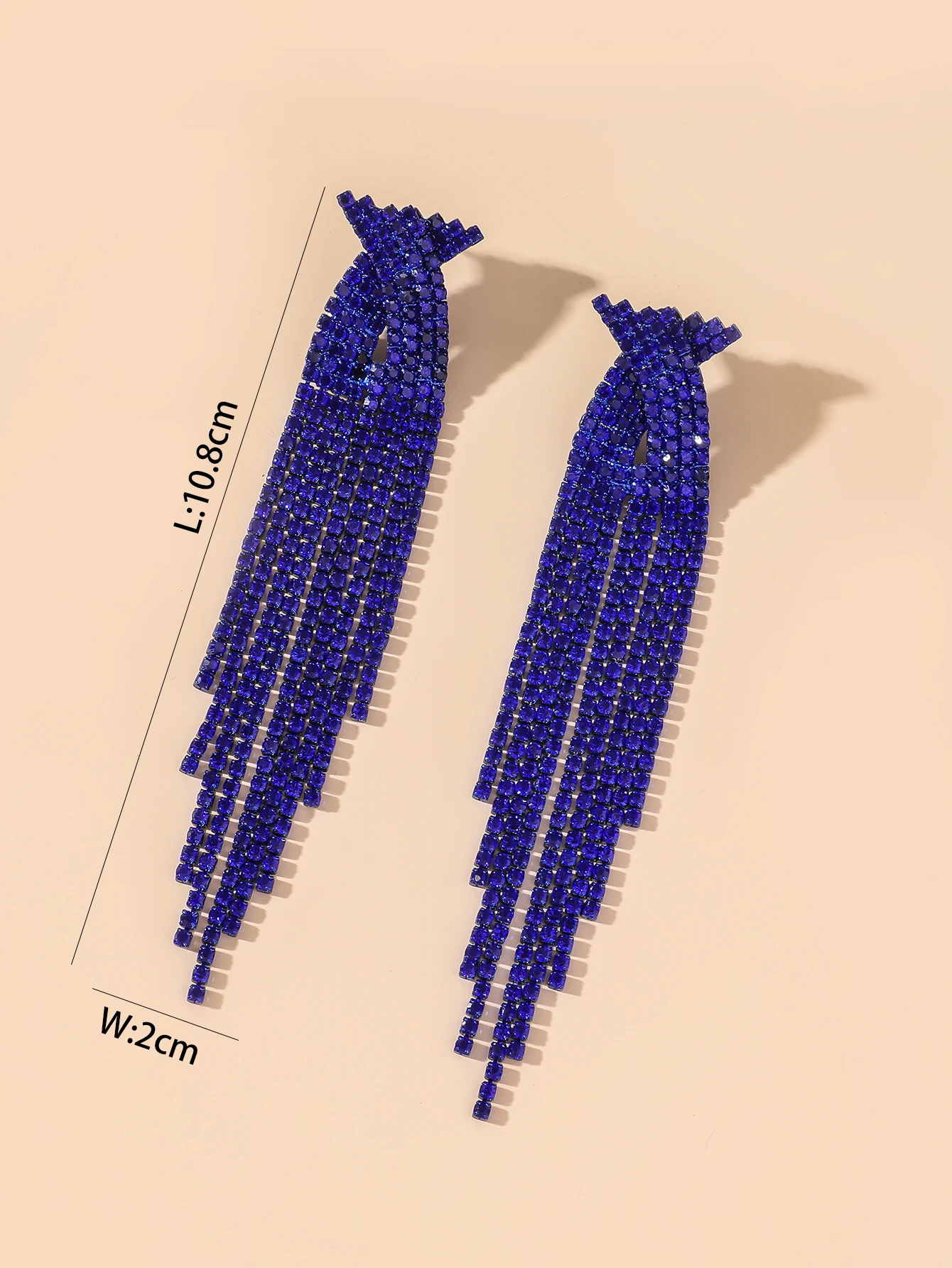 New Luxury Blue Colorful Long Tassel Earrings for Women Bridal Dangle Earrings Full Rhinestone Party Earring Wedding