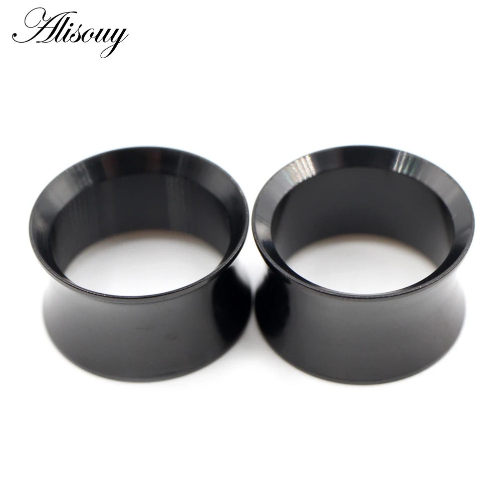 Alisouy 2pcs Stainless Steel Hollow No-Screw Flare Ear Tunnels Plugs Expander Stretcher Gauges Earrings Body Piercing Jewelry
