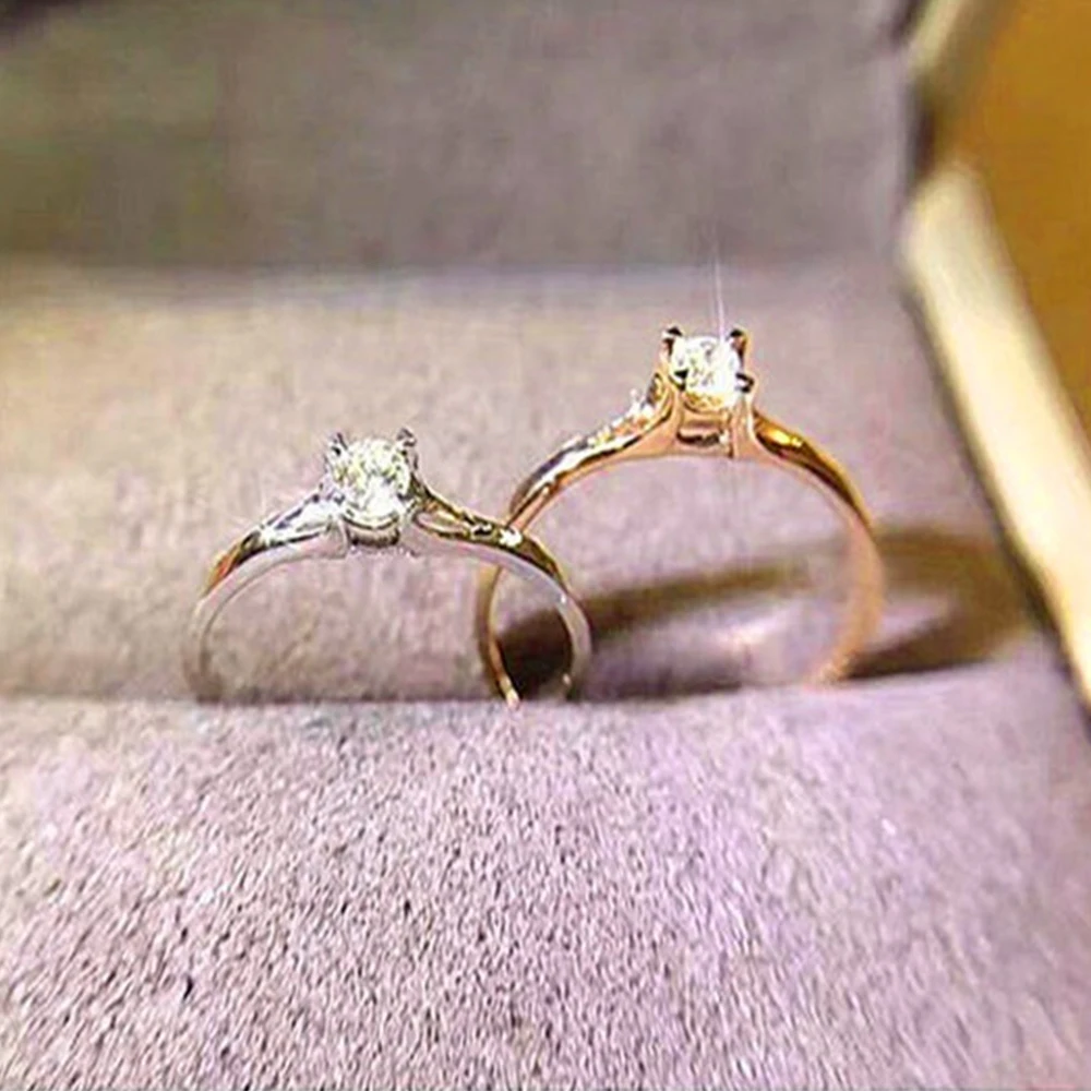 Huitan Low-key Design Wedding Rings for Women Thin Band Luxury Solitaire Cubic Zirconia Rings Temperament Elegant Engage Jewelry