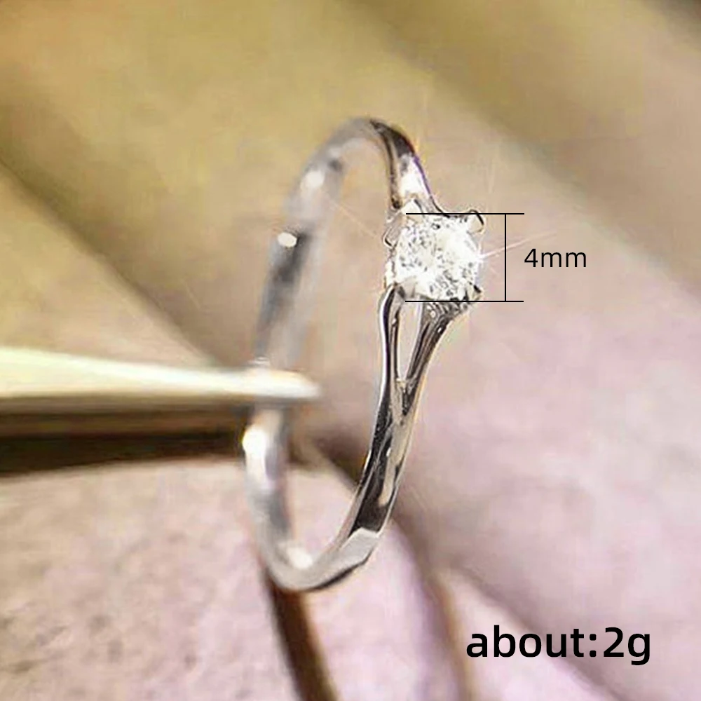 Huitan Low-key Design Wedding Rings for Women Thin Band Luxury Solitaire Cubic Zirconia Rings Temperament Elegant Engage Jewelry