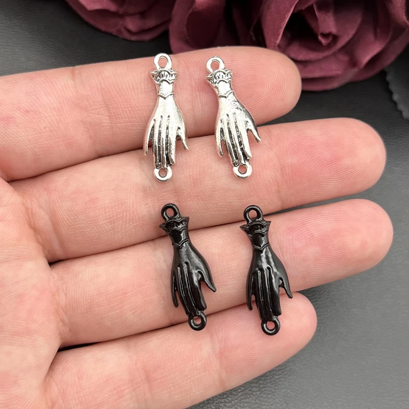 10pcs 28x10mm Retro Victorian Gloved Hand Connector,Edwardian Ox 2 Loop Link Findings DIY Jewelry Accessories