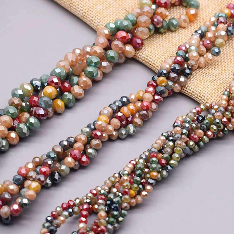 2mm 3mm 4mm 6mm 8mm New colors Rondelle Crystal Glass Beads Flat Faceted Loose Spacer Glass Beads for Jewelry Making Jewelry DIY