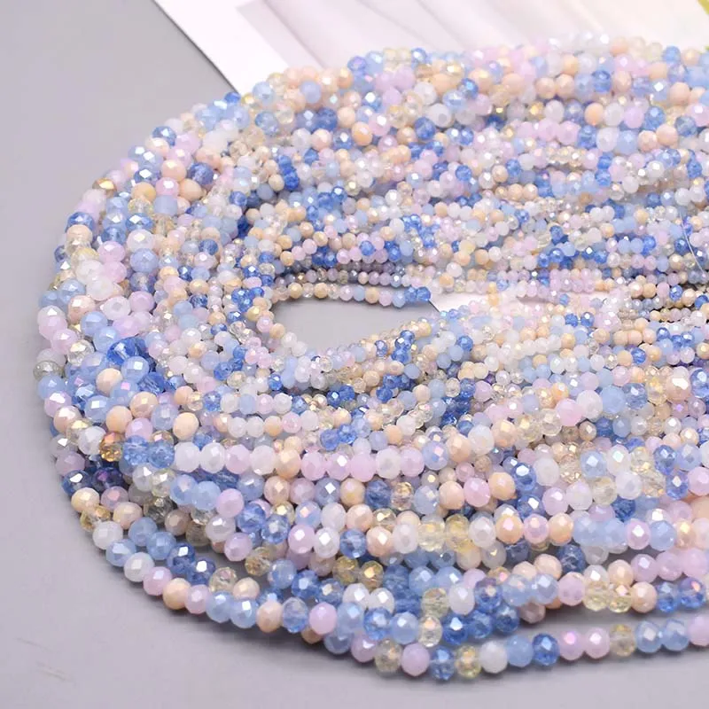 2mm 3mm 4mm 6mm 8mm New colors Rondelle Crystal Glass Beads Flat Faceted Loose Spacer Glass Beads for Jewelry Making Jewelry DIY