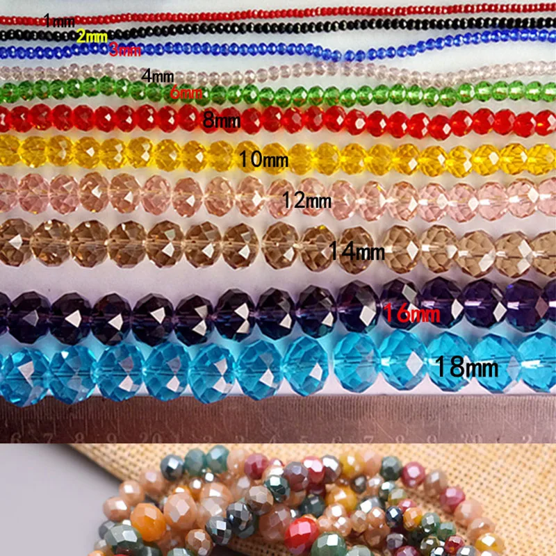2mm 3mm 4mm 6mm 8mm New colors Rondelle Crystal Glass Beads Flat Faceted Loose Spacer Glass Beads for Jewelry Making Jewelry DIY