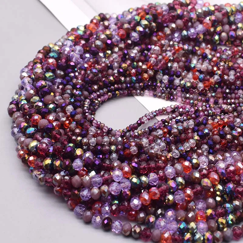 2mm 3mm 4mm 6mm 8mm New colors Rondelle Crystal Glass Beads Flat Faceted Loose Spacer Glass Beads for Jewelry Making Jewelry DIY