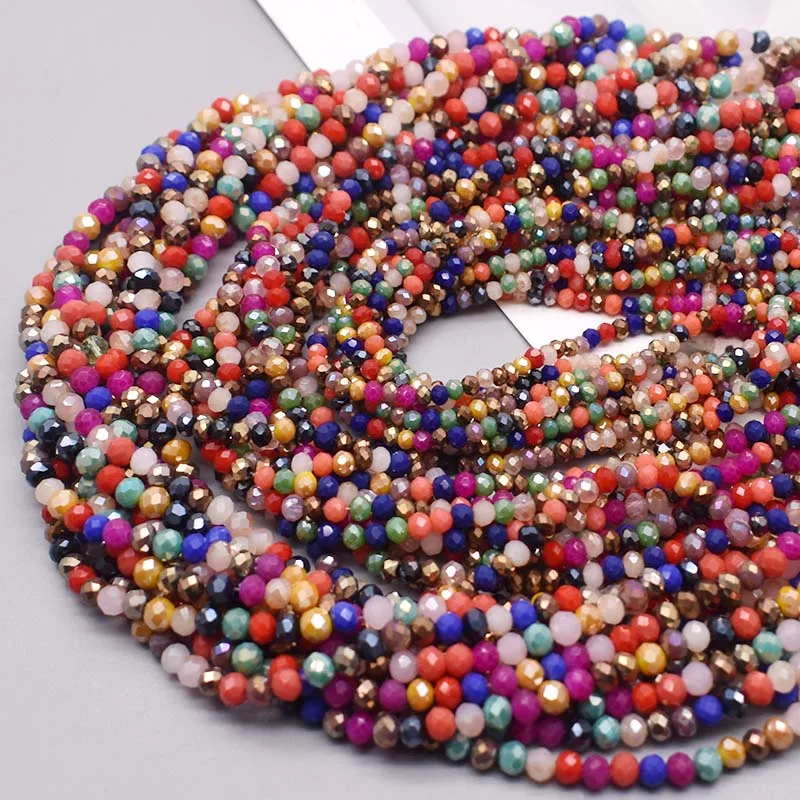 2mm 3mm 4mm 6mm 8mm New colors Rondelle Crystal Glass Beads Flat Faceted Loose Spacer Glass Beads for Jewelry Making Jewelry DIY