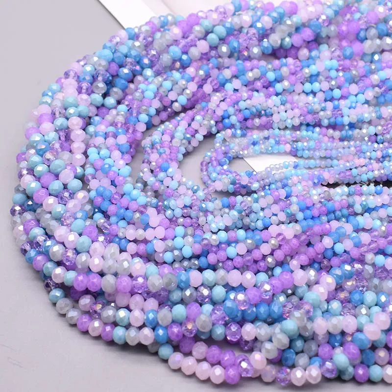 2mm 3mm 4mm 6mm 8mm New colors Rondelle Crystal Glass Beads Flat Faceted Loose Spacer Glass Beads for Jewelry Making Jewelry DIY