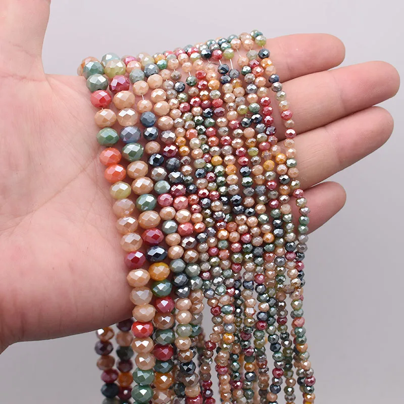 2mm 3mm 4mm 6mm 8mm New colors Rondelle Crystal Glass Beads Flat Faceted Loose Spacer Glass Beads for Jewelry Making Jewelry DIY