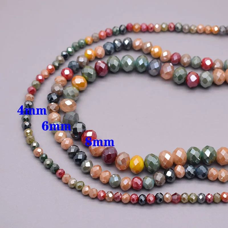 2mm 3mm 4mm 6mm 8mm New colors Rondelle Crystal Glass Beads Flat Faceted Loose Spacer Glass Beads for Jewelry Making Jewelry DIY