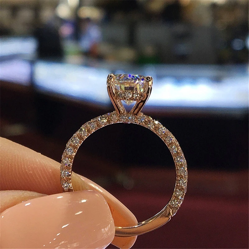 Simple Shinning Women Rings Trendy Full Crystal AAA Zircon Engagement Rings For Women Wedding Party Jewelry Gift Size 5-13