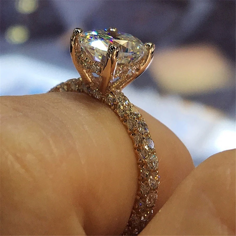 Simple Shinning Women Rings Trendy Full Crystal AAA Zircon Engagement Rings For Women Wedding Party Jewelry Gift Size 5-13