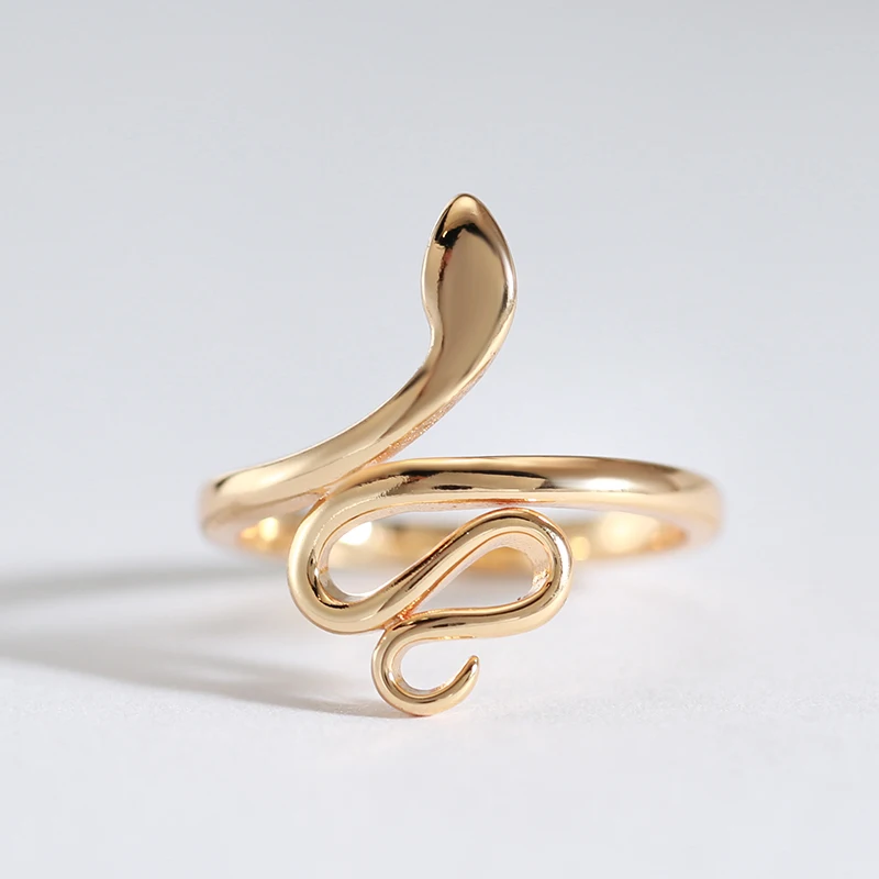 Kinel Fashion Snake Rings For Women 585 Rose Gold With Natural Zircon Heavy Metals Punk Rock Ring Vintage Animal Jewelry 2022