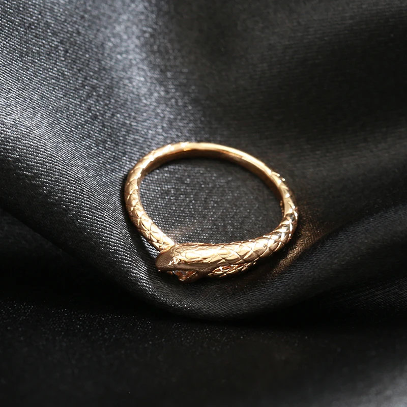 Kinel Fashion Snake Rings For Women 585 Rose Gold With Natural Zircon Heavy Metals Punk Rock Ring Vintage Animal Jewelry 2022