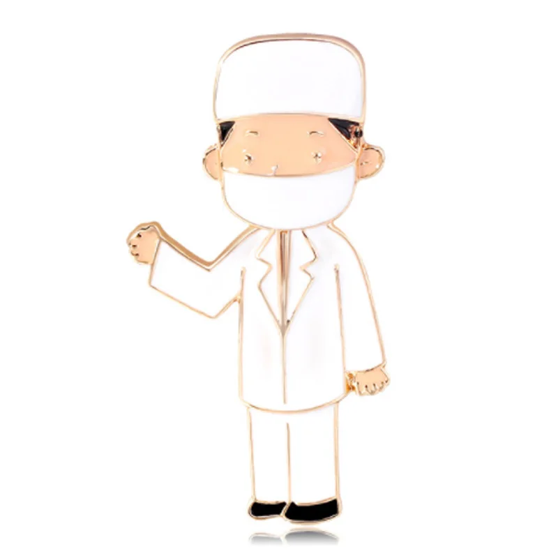 Cute White Nurse Brooch Lovely Doctor Hospital Medical Stethoscope Badge Lapel Pins Brooches Jewelry Accessory Holiday Gift