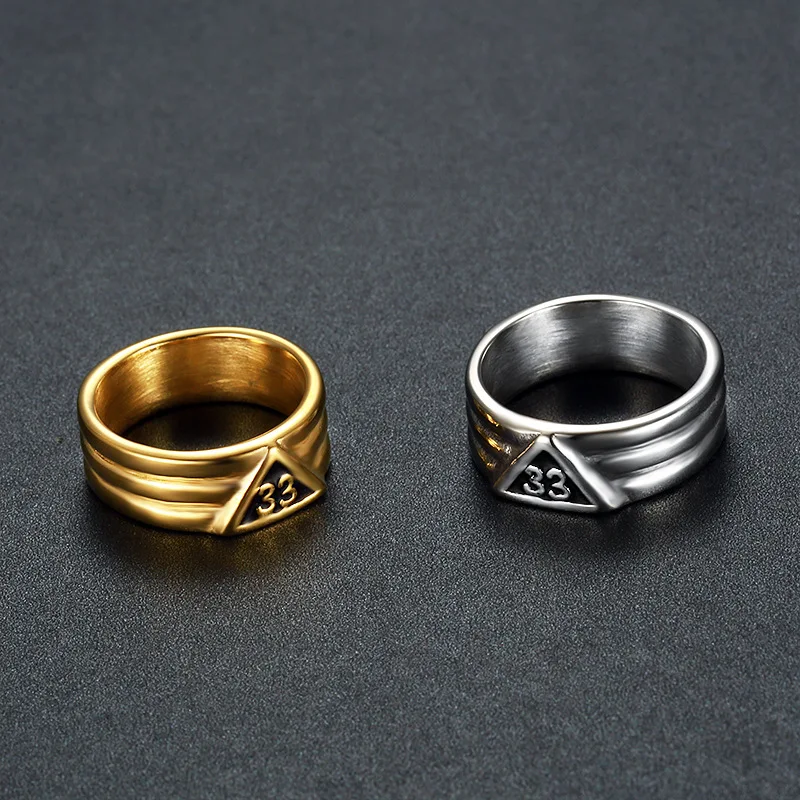 Classic 33 Masonic Ring Stainless Steel Jewelry Fashion Freemasonry Mason Biker Men Ring Wholesale MR0022
