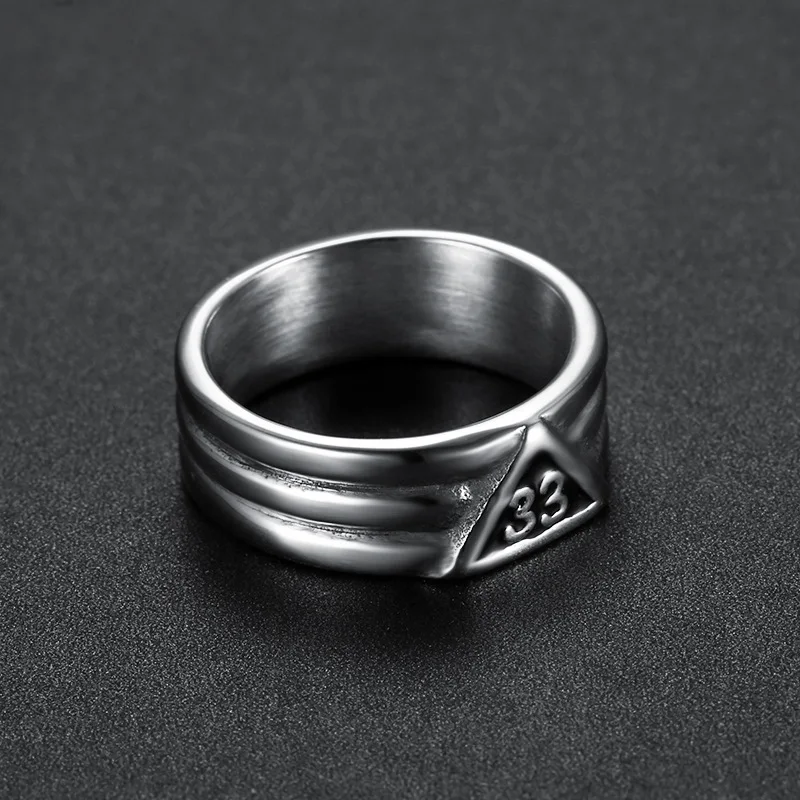 Classic 33 Masonic Ring Stainless Steel Jewelry Fashion Freemasonry Mason Biker Men Ring Wholesale MR0022