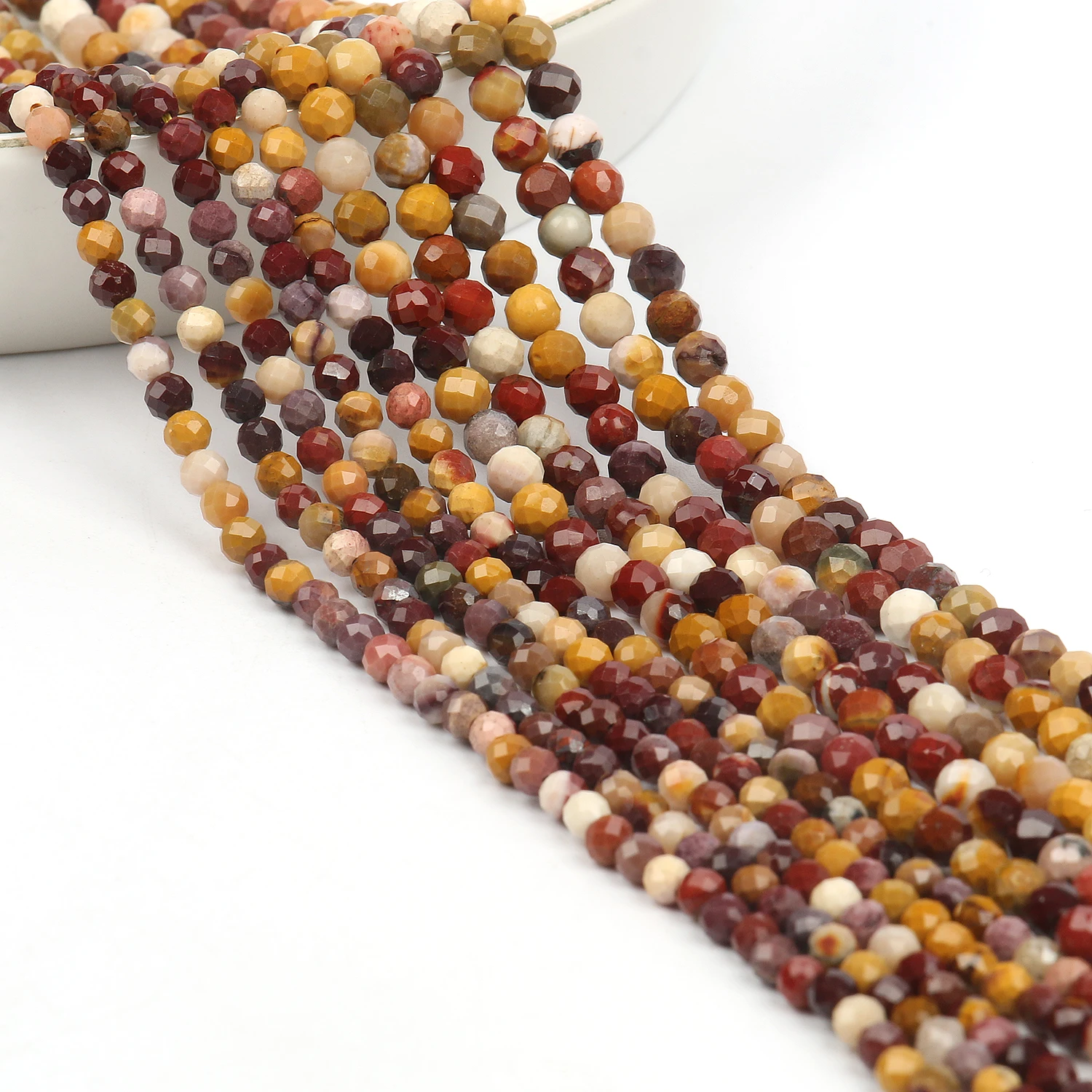 3 4mm Natural Faceted Mixed Mookaite Gems Stone Loose Spacer Beads for Jewelry DIY Making Bracelet Earrings Accessories 15''