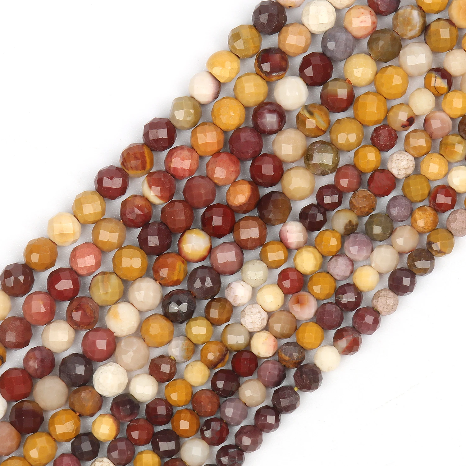 3 4mm Natural Faceted Mixed Mookaite Gems Stone Loose Spacer Beads for Jewelry DIY Making Bracelet Earrings Accessories 15''