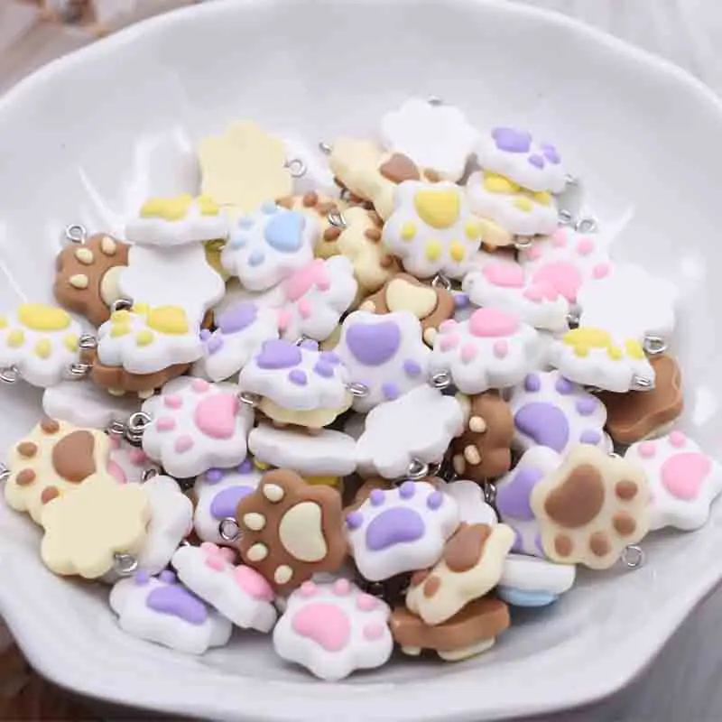 10pcs 20*22mm Mini Cartoon Cat Paw Charms For DIY Decoration Earrings Necklace Fashion Jewelry Accessories