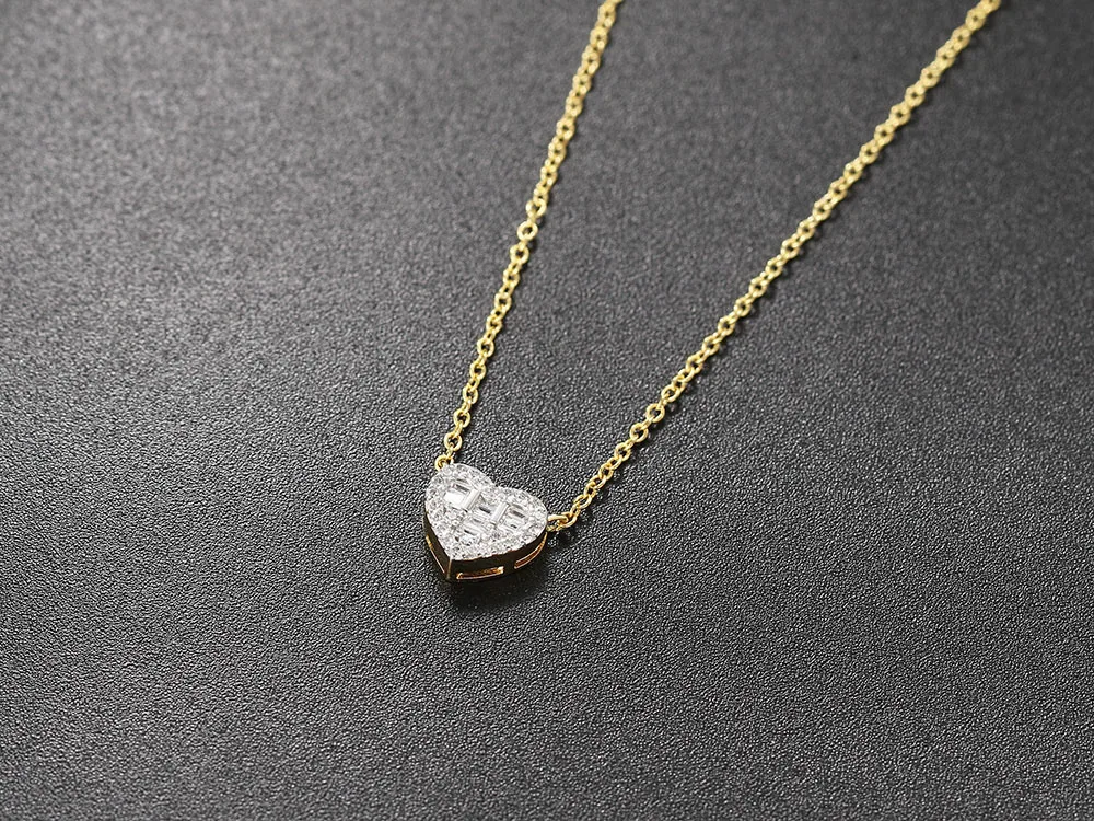 Aesthetic Pendant Necklaces for Women Korean Crystal Heart Gold Color Female Choker Chain on The Neck Jewelry Accessories N564