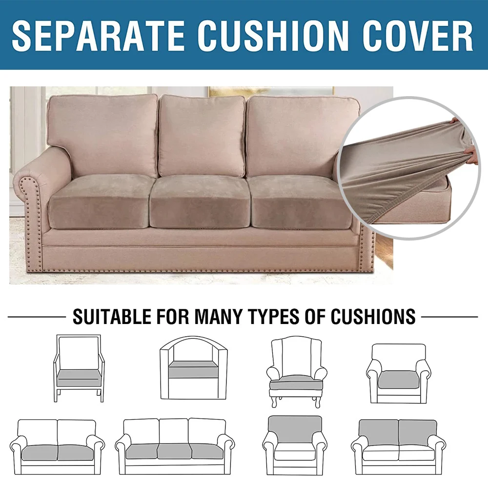 Elastic Velvet Sofa Seat Cushion Covers for Living Room Cushion Chaise Longue Luxury Corner L Shape Furniture Sofa Slipcovers