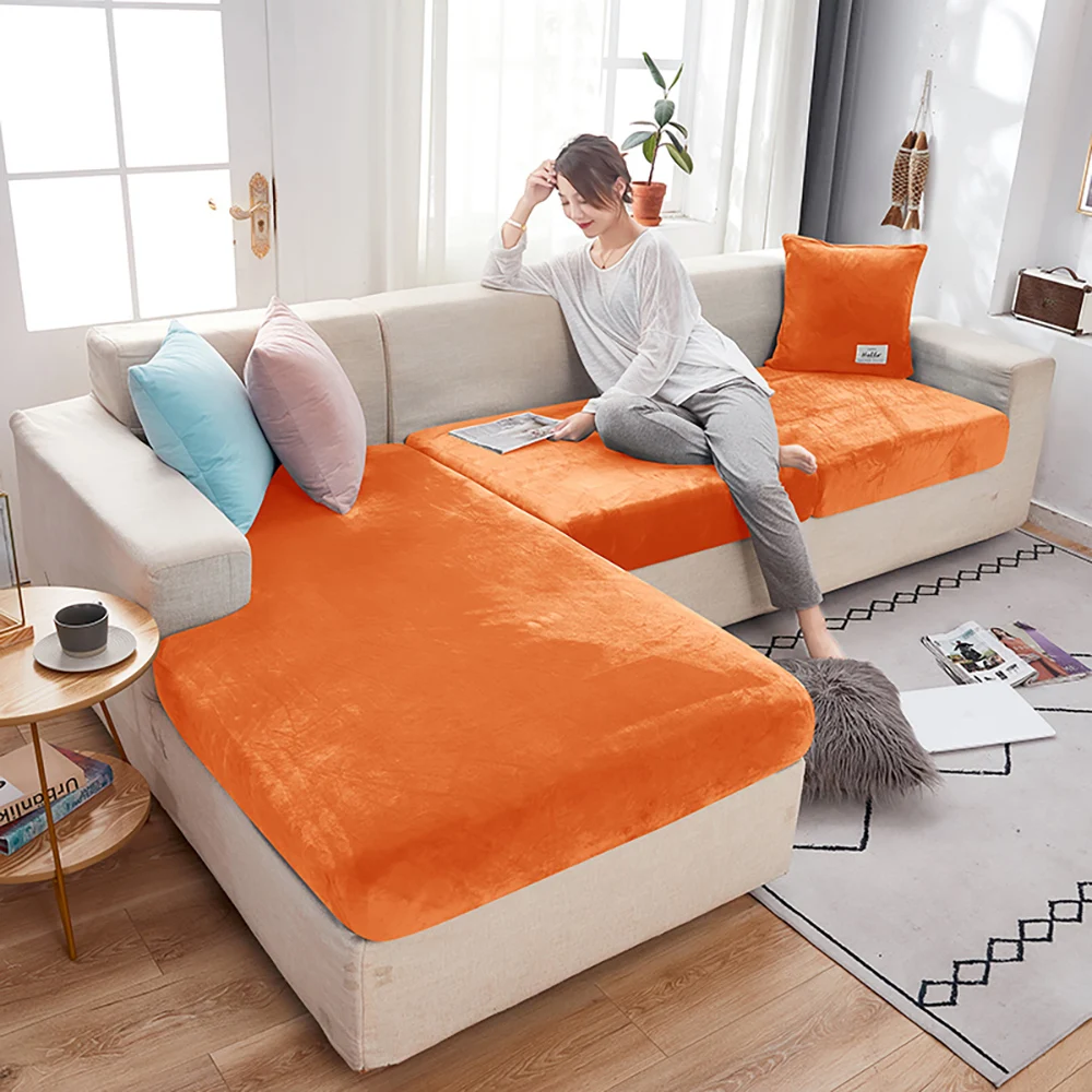 Elastic Velvet Sofa Seat Cushion Covers for Living Room Cushion Chaise Longue Luxury Corner L Shape Furniture Sofa Slipcovers