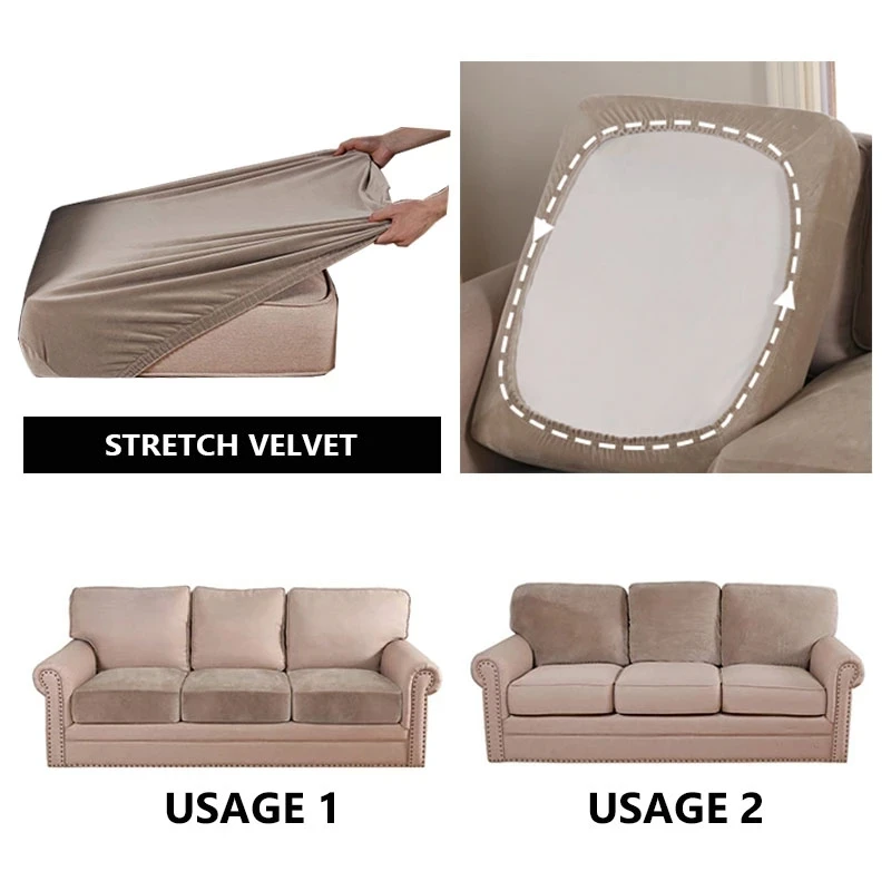 Elastic Velvet Sofa Seat Cushion Covers for Living Room Cushion Chaise Longue Luxury Corner L Shape Furniture Sofa Slipcovers