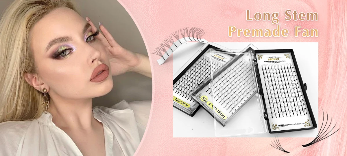 Abonnie Wide Premade Fan Lash Extensions Volume Fans Lashes 3d/4d/5d/6d Long Stem Volume Fan Professional Eyelashes Extensions