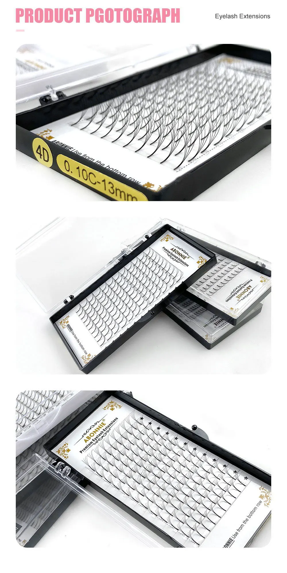 Abonnie Wide Premade Fan Lash Extensions Volume Fans Lashes 3d/4d/5d/6d Long Stem Volume Fan Professional Eyelashes Extensions