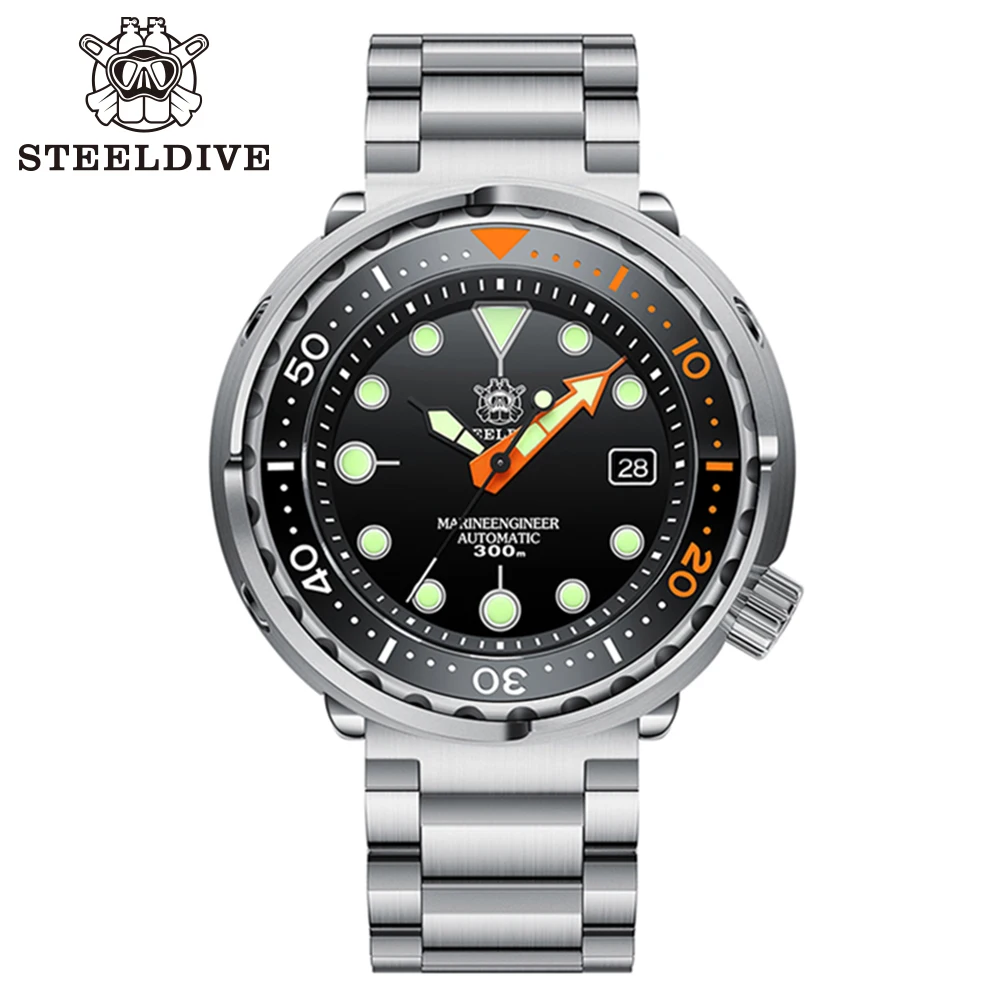 Steeldive SD1975C New Arrival 47.5mm Two-tone Ceramic Bezel 300m Waterproof Stainless Steel NH35 Tuna Mens Dive Watches