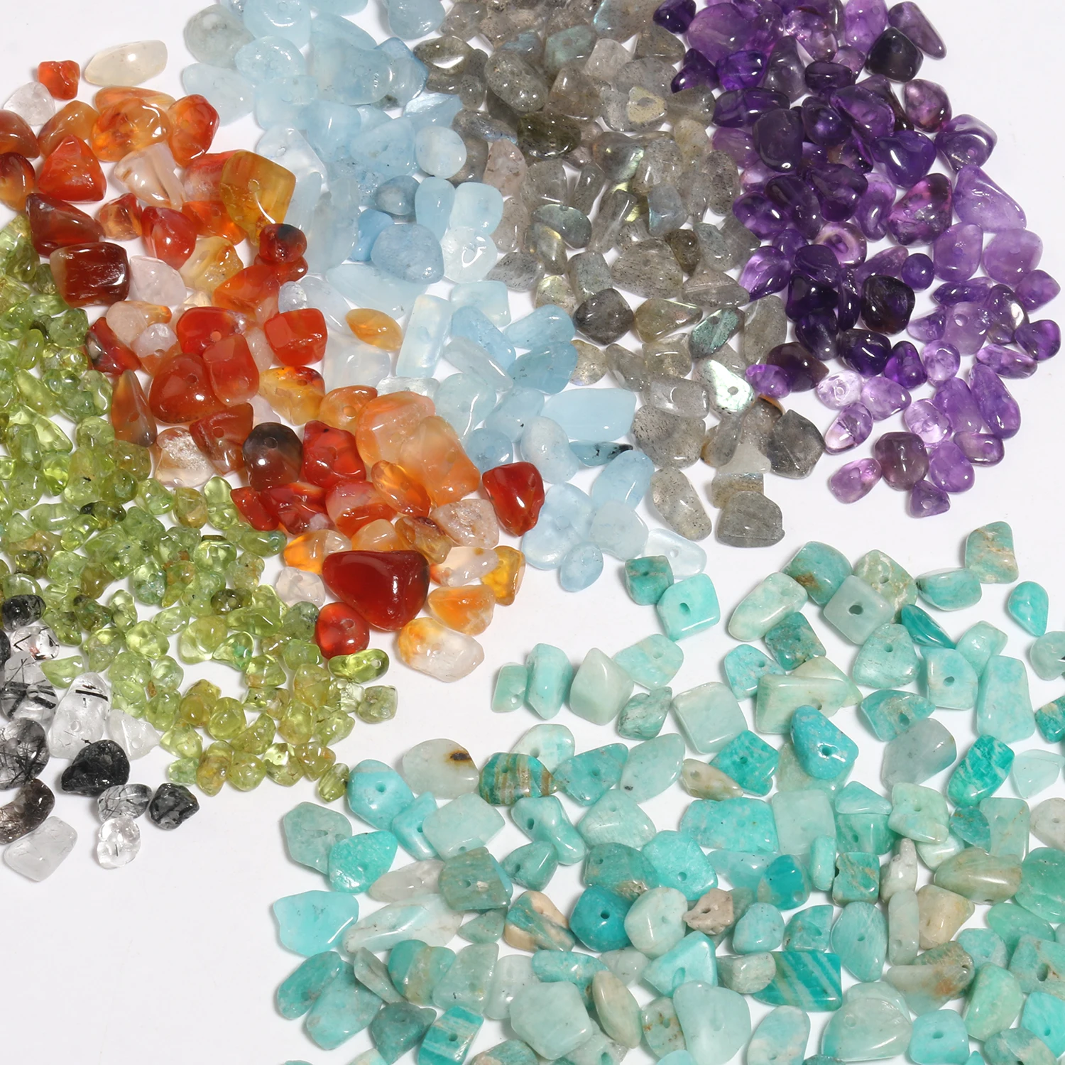 Natural Stone Beads Irregular Amazonite Amethyst Apatite Loose Gems Chips Gravel Beads for Jewelry Making Bulk DIY Bracelet 16''